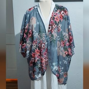 Gray with pink flowers cover-up